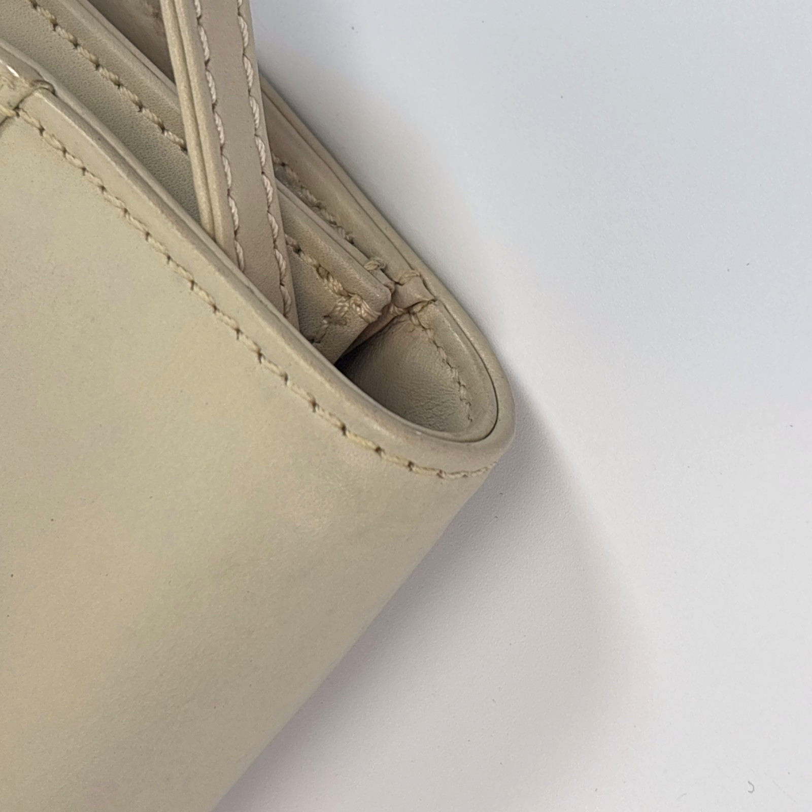 CELINE Leather Shoulder Bag Triomphe Beige Clutch From Japan