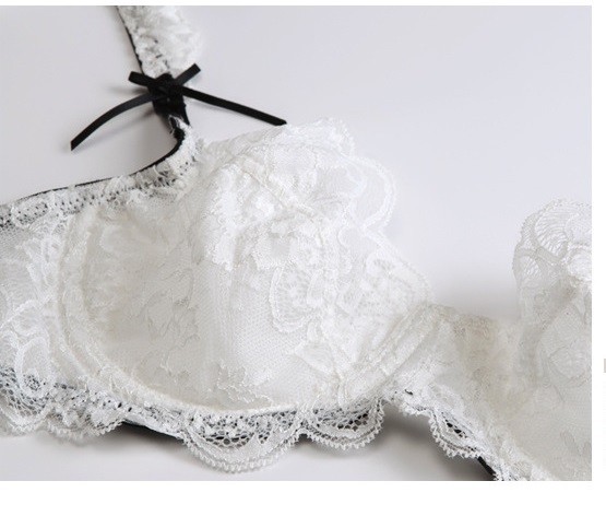 Women See-Through Lace Push Up Transparent Everyday Bra Lingerie Porno Set lolit