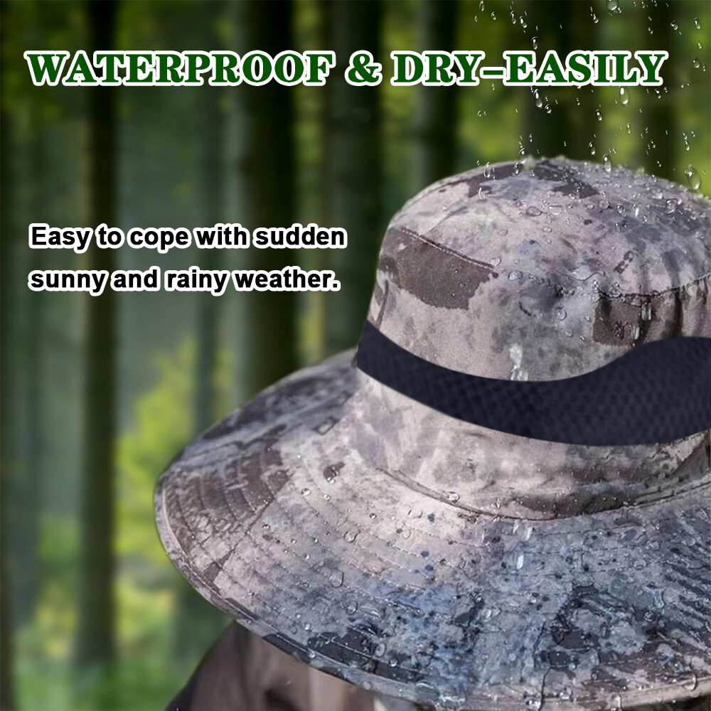 Outdoor Wide Brim Sun Hat with 2 Solar Fans Fishing Hiking Camping UV Protection