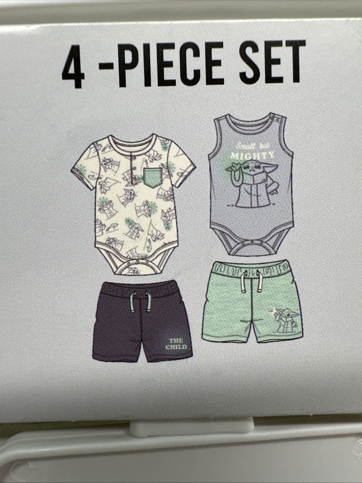 9M Star Wars Mandalorian 4 Piece Set Tops With Shorts NWT 9 Month
