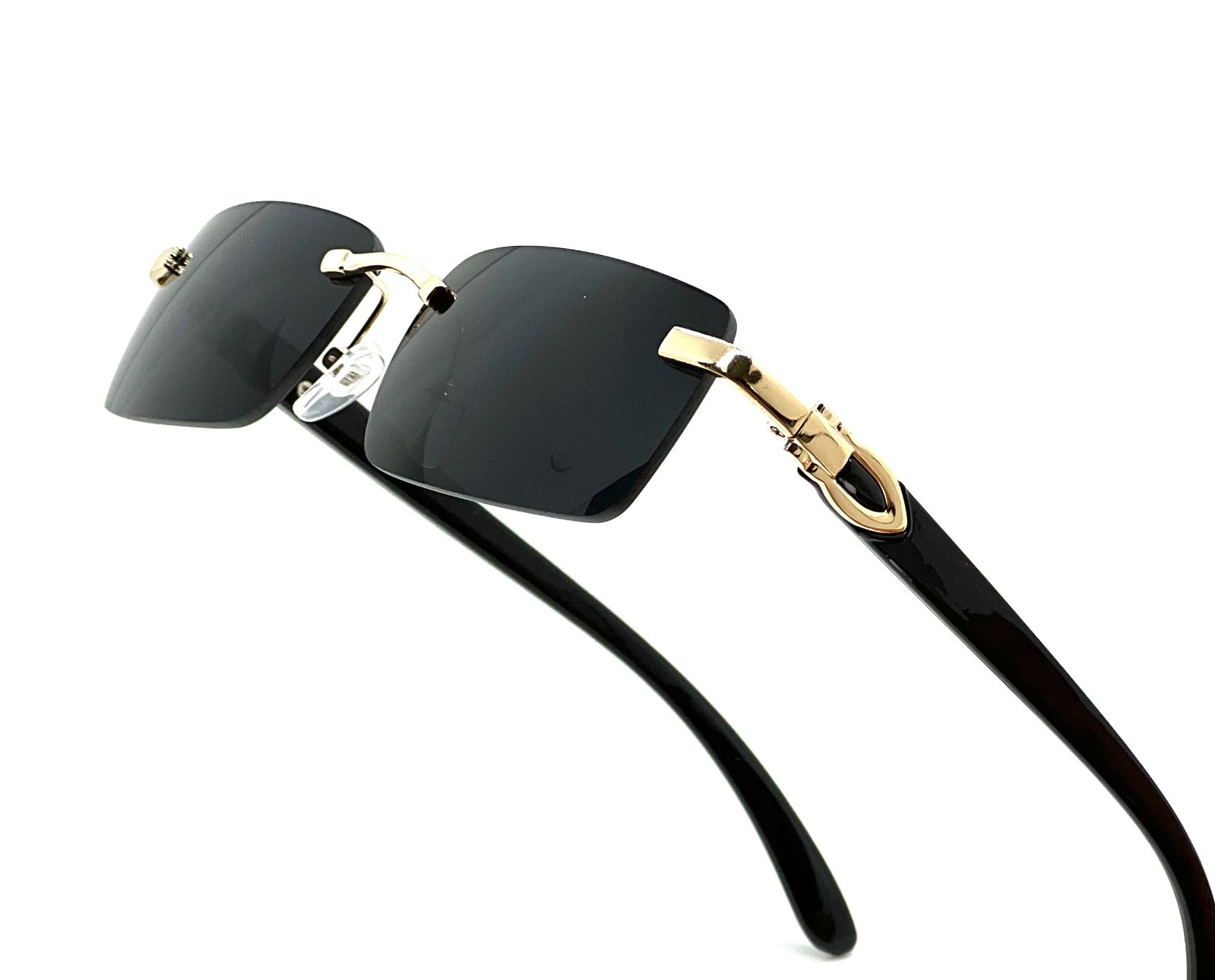 Mens Classy Style Wood Buff Retro 90s Hip Hop Rapper Gangster Rimless Sunglasses