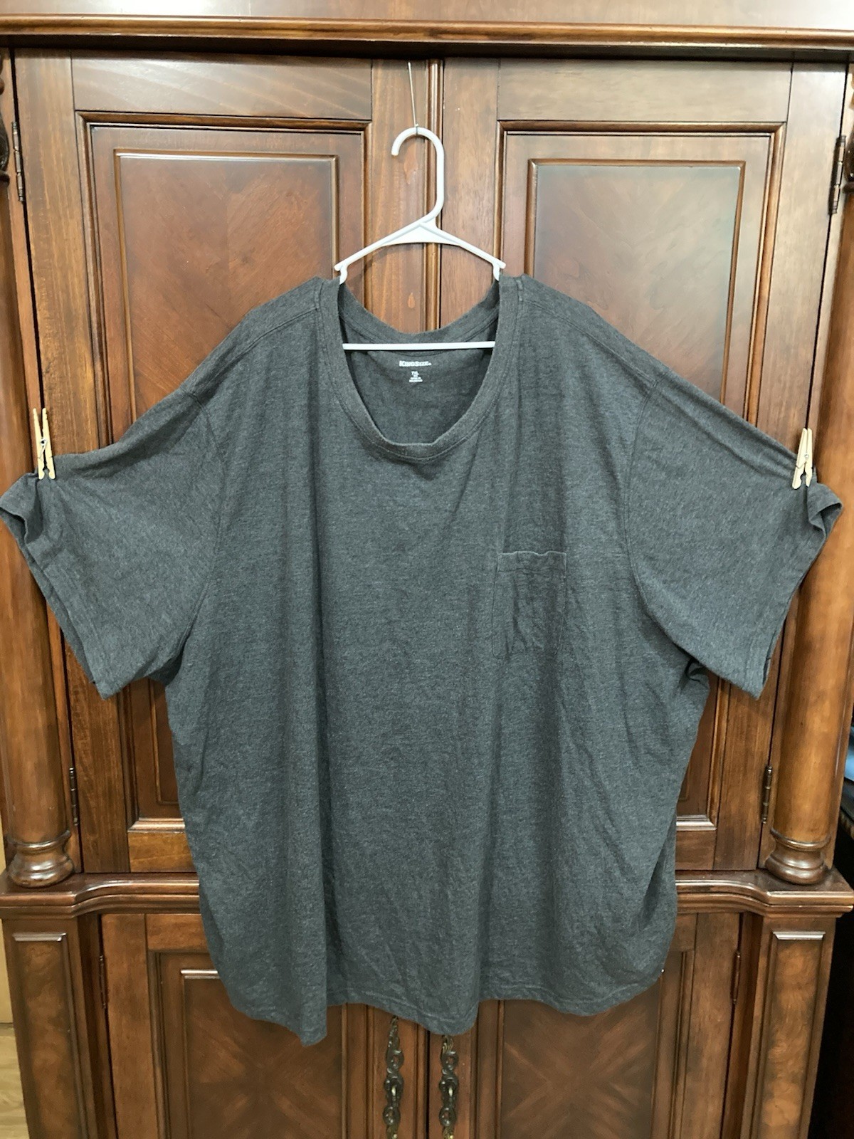 men’s 7xl big Kingsize crewneck s sleeve pocket tee shirt Heather Charcoal Grey