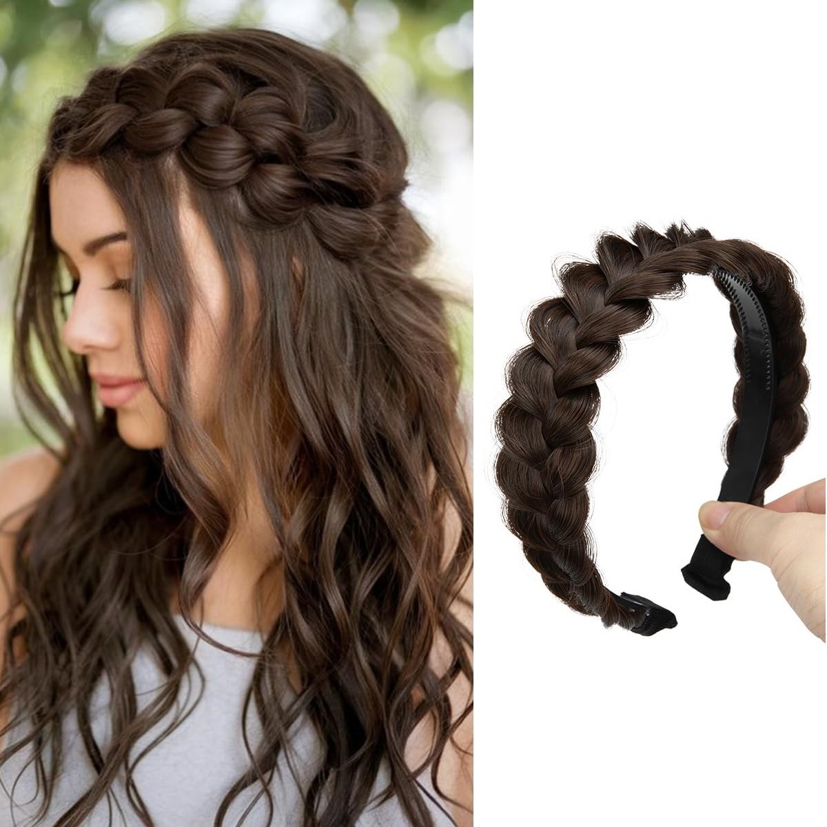 Headband Synthetic Hair Plaited Headband Braid Braided & Teeth Hair Band Beauty