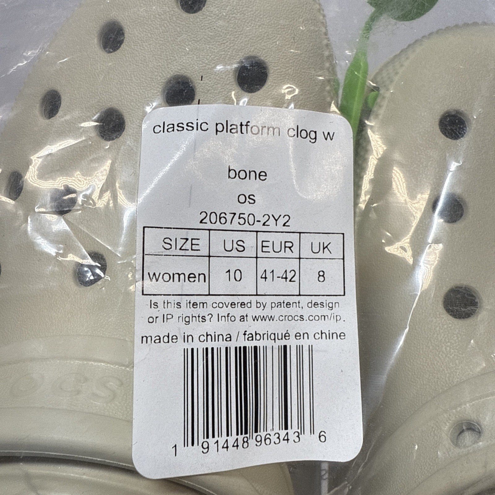 Crocs Mega Crush Clogs Platform Shoes Bone Ivory Men’s Size 6 Women’s Size 10