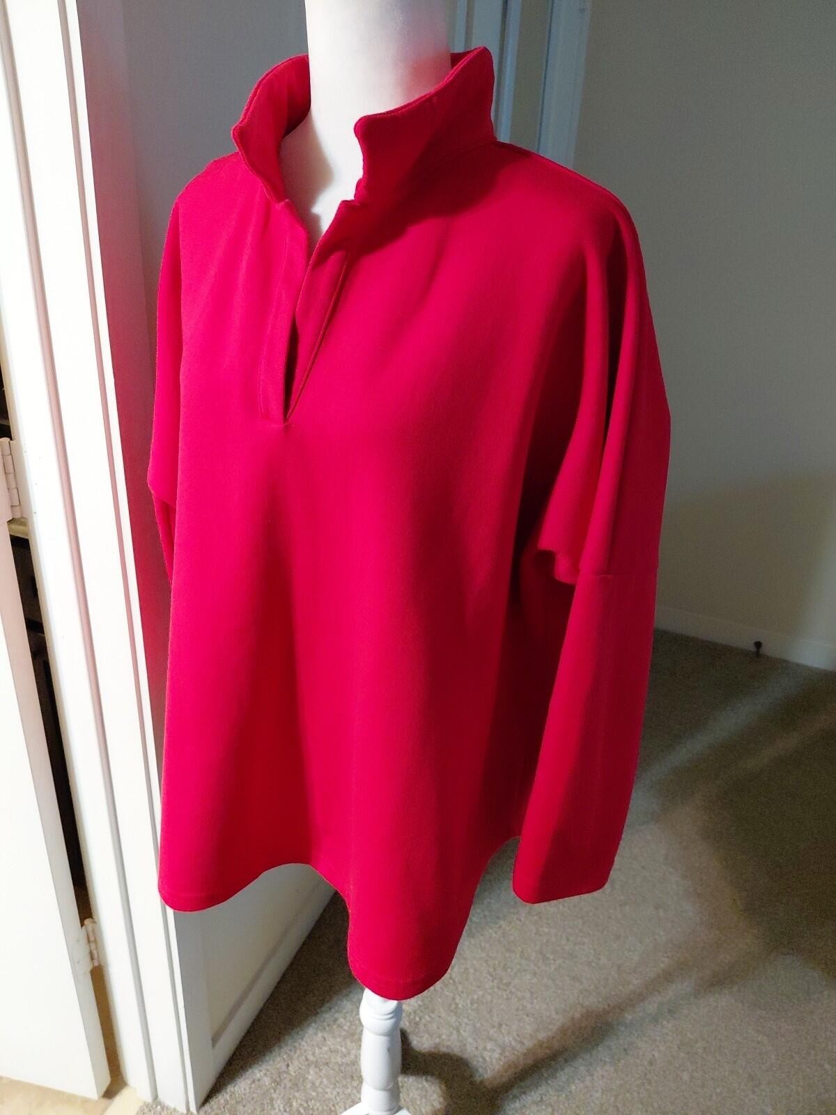 Pomander Tunic Size L Red Stand Collar Good Condition Returns Accepted
