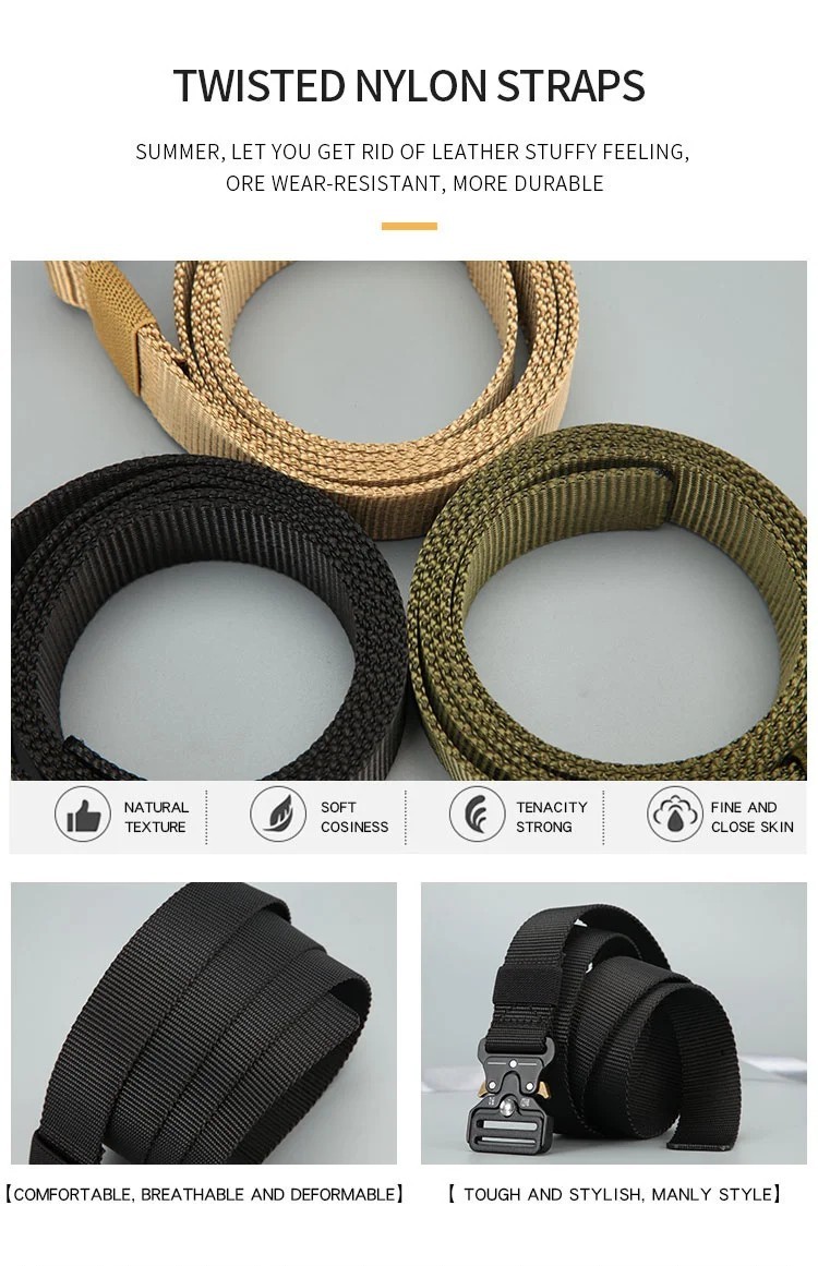 Men’s Nylon Tactical Belt Outdoor Hiking Camping Military Style Waist Belt