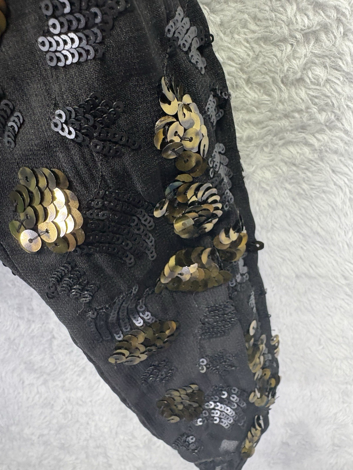 Anthropologie Womens Medium Black Sequin Embellished Peplum Top Balloon Sleeve