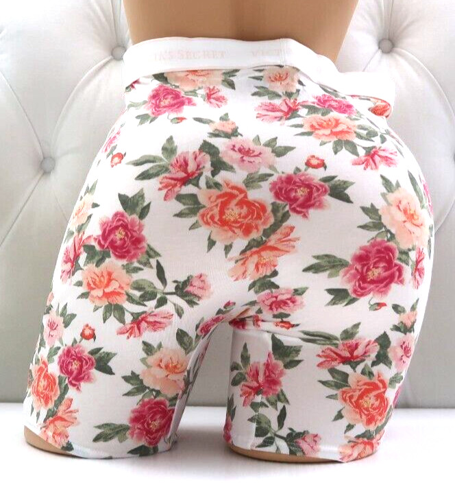 Victoria’s Secret Logo Cotton/Modal Boxer Brief Panty White Floral M L XL XXL