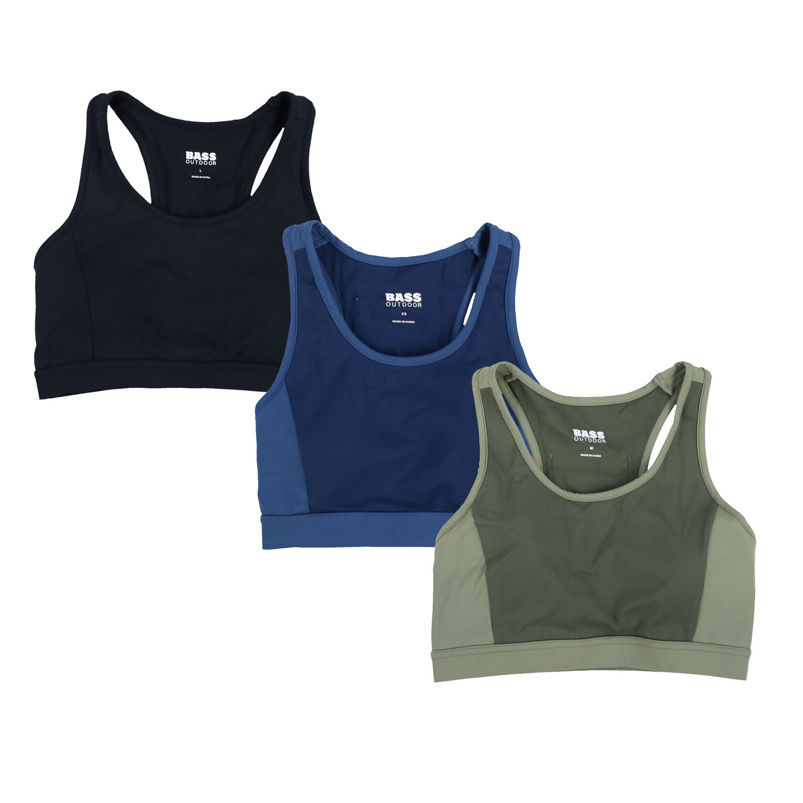 Bass Outdoor Womens Benton Sports Bra Back Pocket Racerback Gym Athleticwear New
