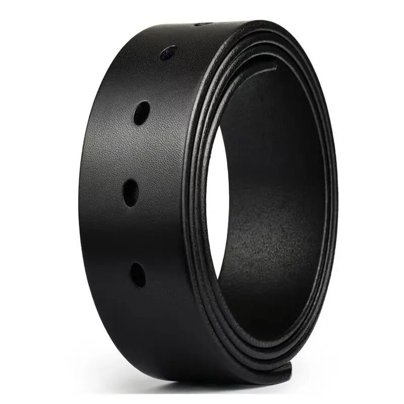 3.8CM Wide No Buckle Genuine Leather Belts for Men With Holes Cowhide Belt Strap