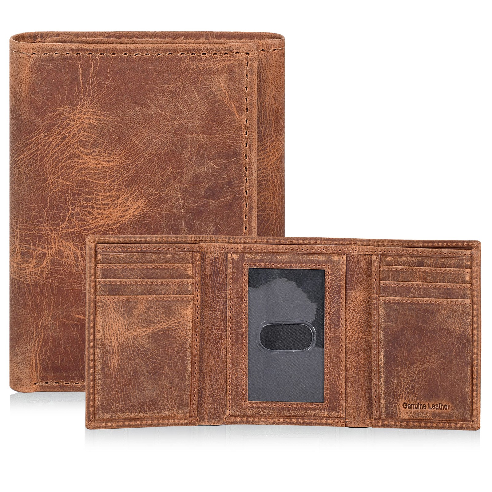 Tri fold Leather Wallet for Men with RFID | Slim Wallets for Men with 1 ID an…