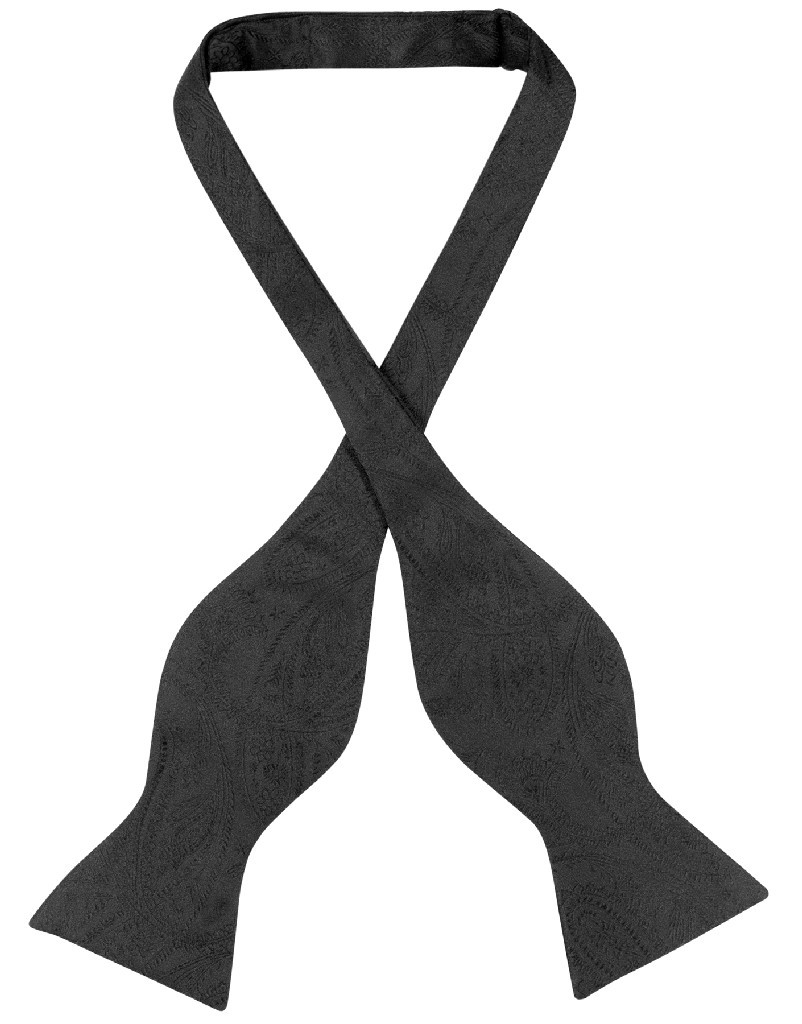 Vesuvio Napoli SELF TIE Bow Tie BLACK Color PAISLEY Design Mens BowTie
