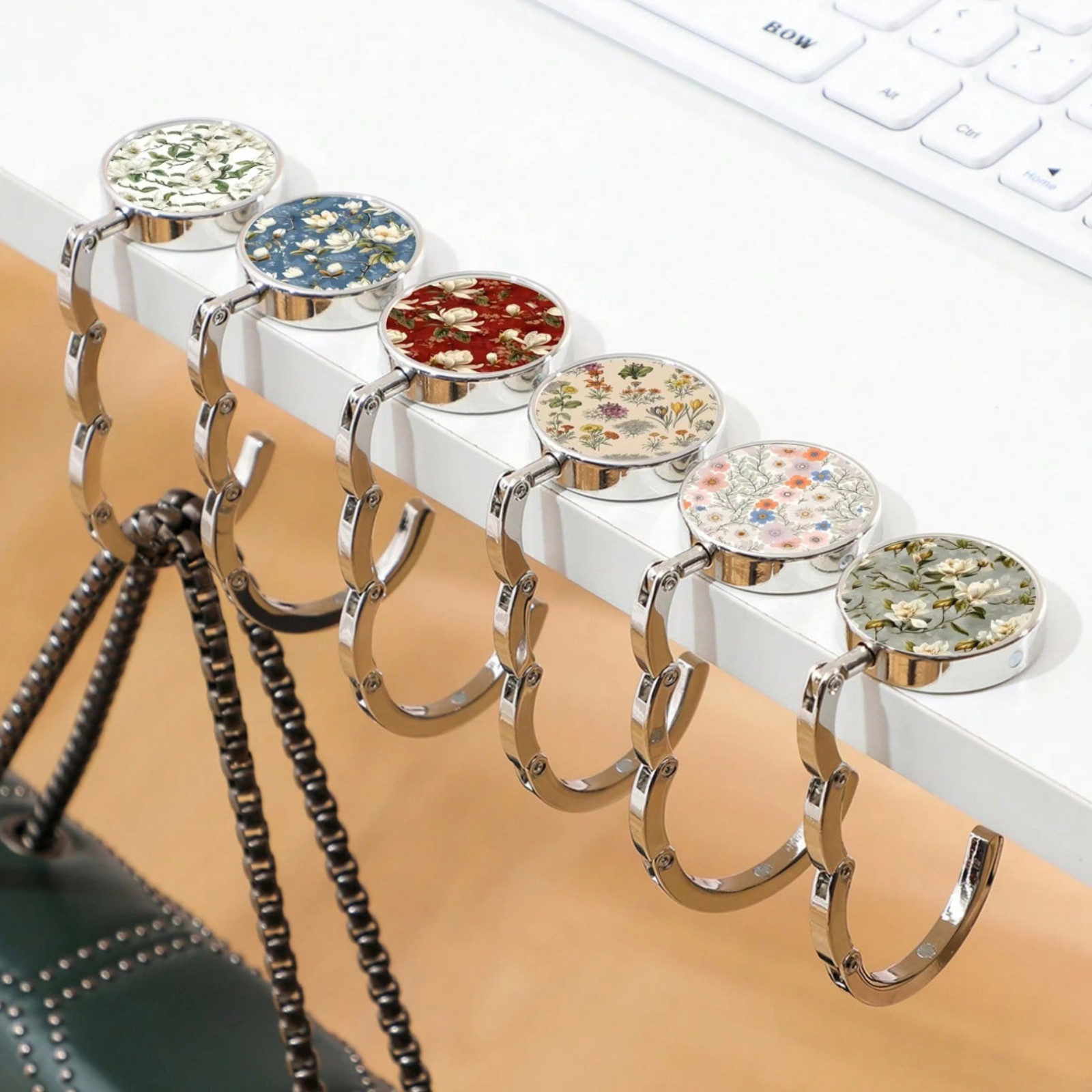 Floral Purse Hook Foldable Handbag Fashionable Table Hanger Wallet Holder Travel