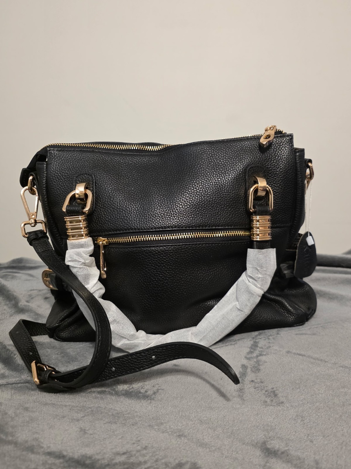 Kattee Women’s Genuine Leather Purses and Handbags, Satchel Tote Large, Black
