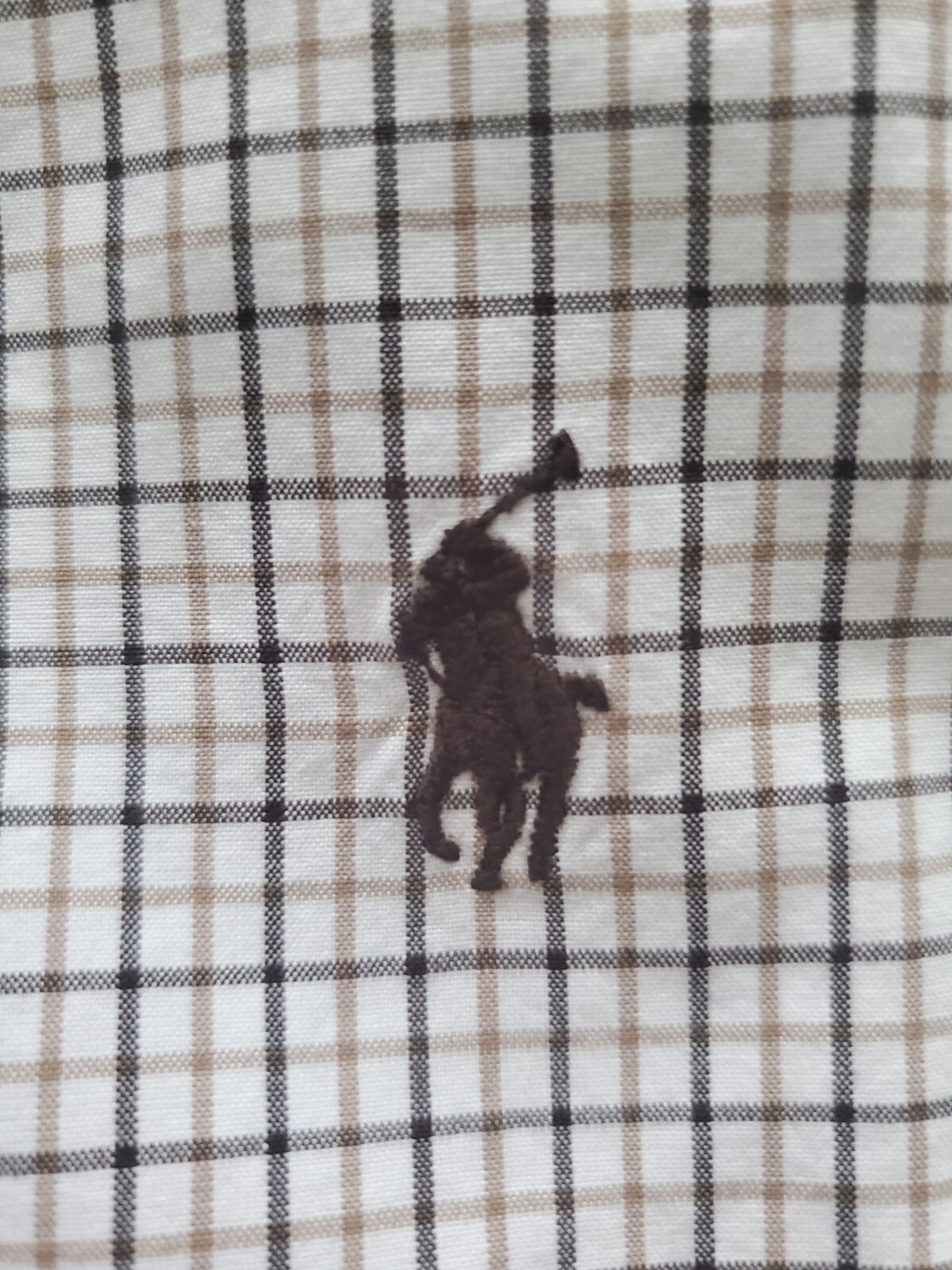 Ralph Lauren Brown Beige White Tartan Plaid Shirt Sz L EXCELLENT