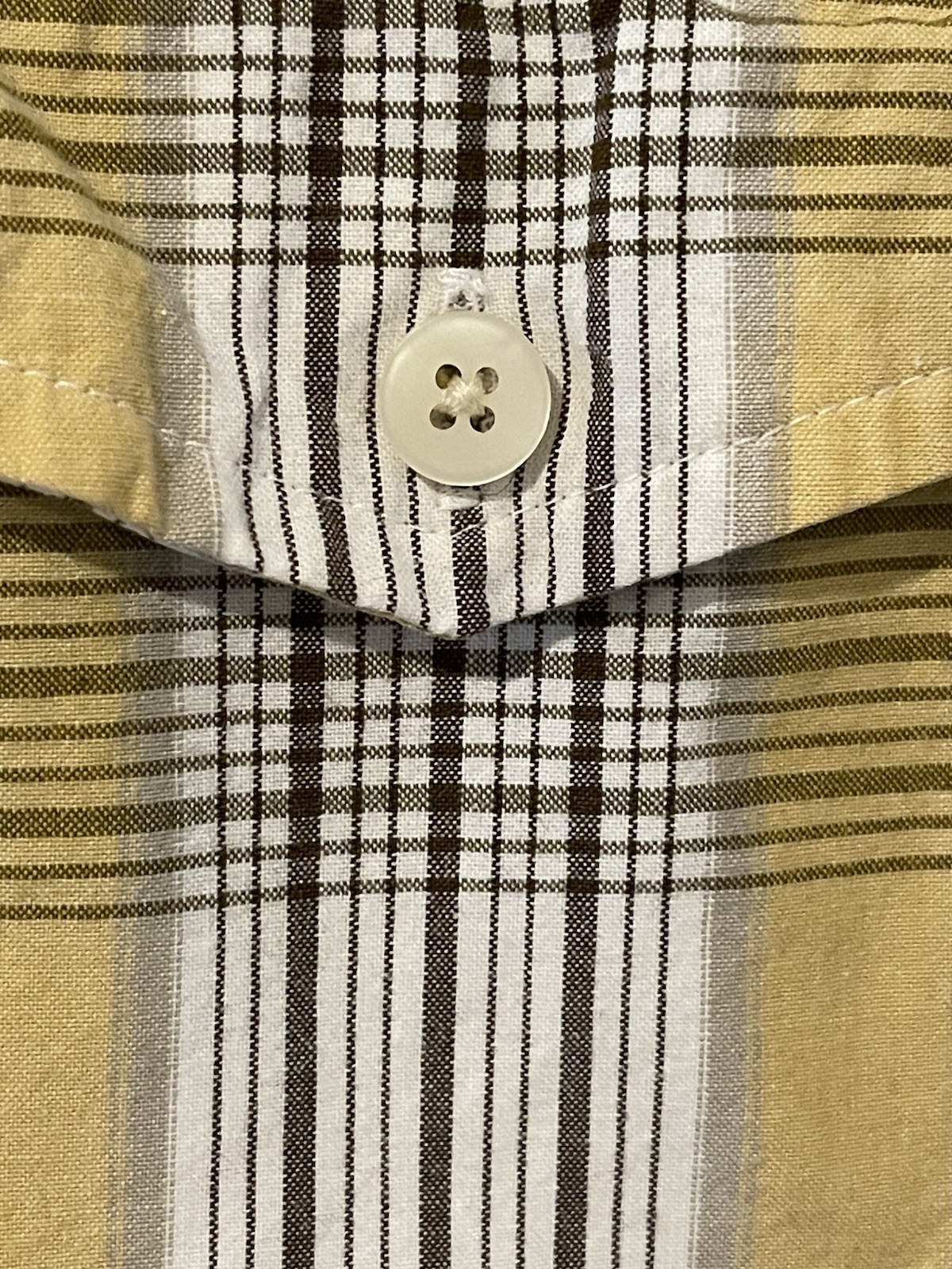 Timberland Utility Camp Plaid Short Sleeve Button-Up Cotton Pockets XL Beige
