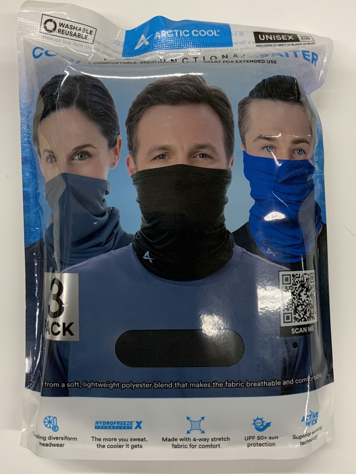 Cooling Face Mask Cover/Gaiter 3Pk Spray Sock Neck Cool Protector Cap Scarf Hood