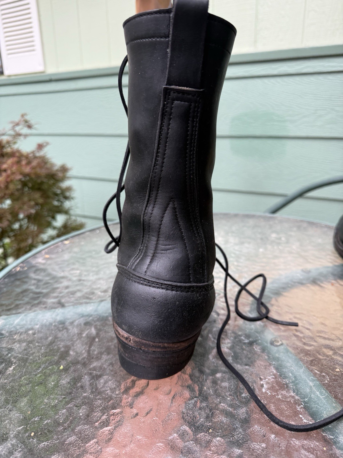 White’s Smoke Jumper Logger Boots –Size 7E –Black Leather –Vibram Sole –USA Made