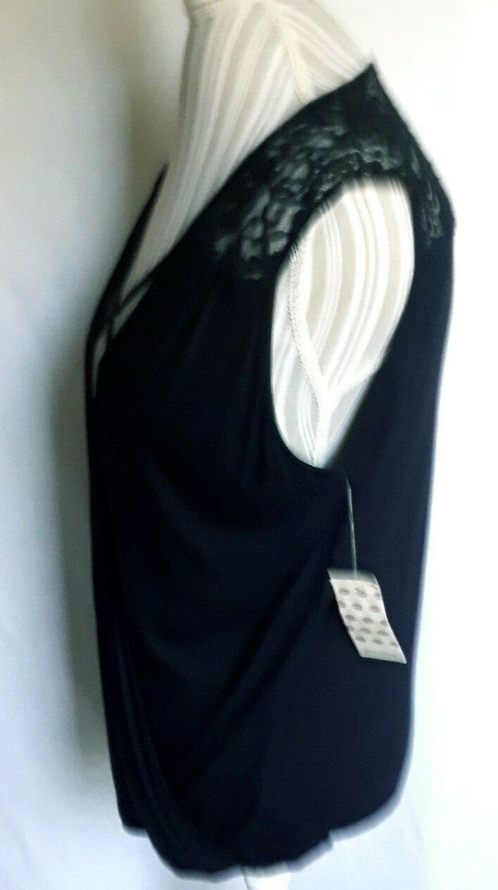 TA1-18 Free Kisses woman’s black sleeveless top size XL, new with tags soft lace