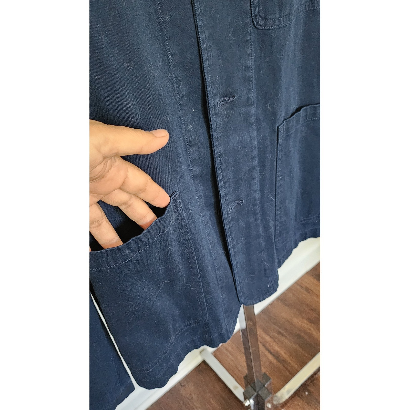 St Johns Bay Mens Navy Blue Cotton Blend Chore Coat Jacket Large Workwear Blazer