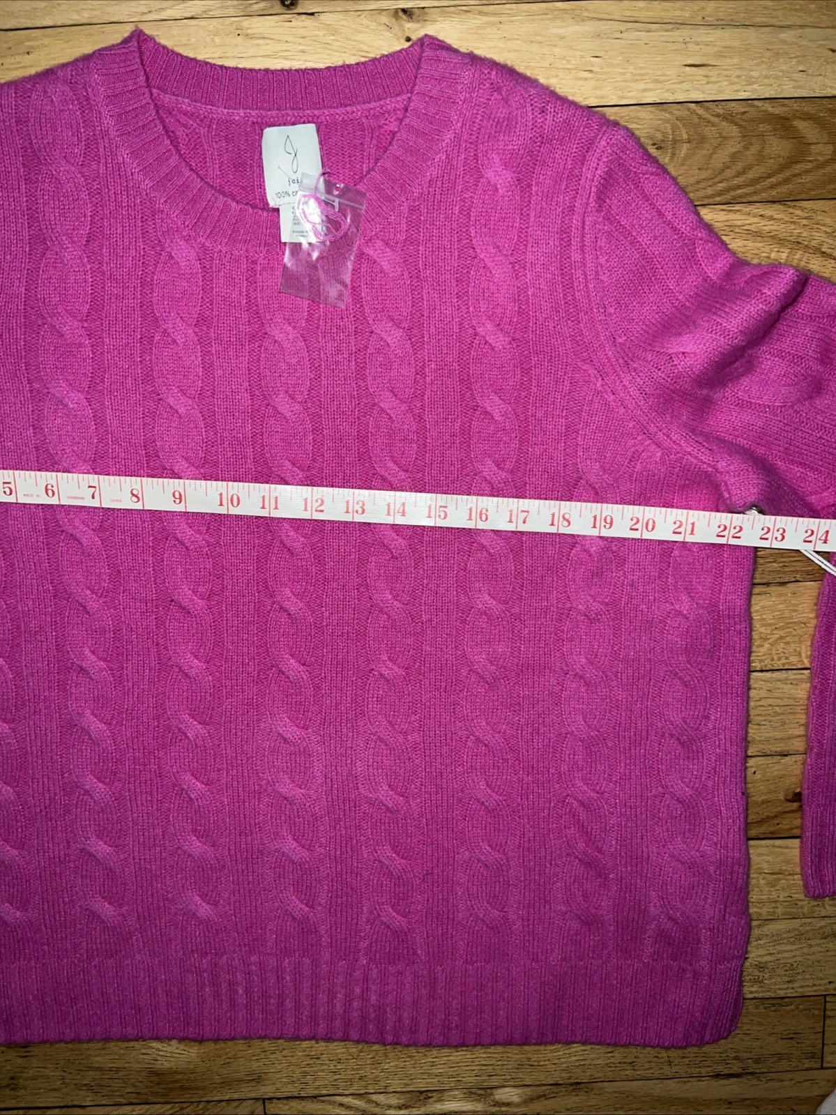 NWD Joie 100% Cashmere Cable Knit Crewneck Sweater Pink Womens Size Large Luxury