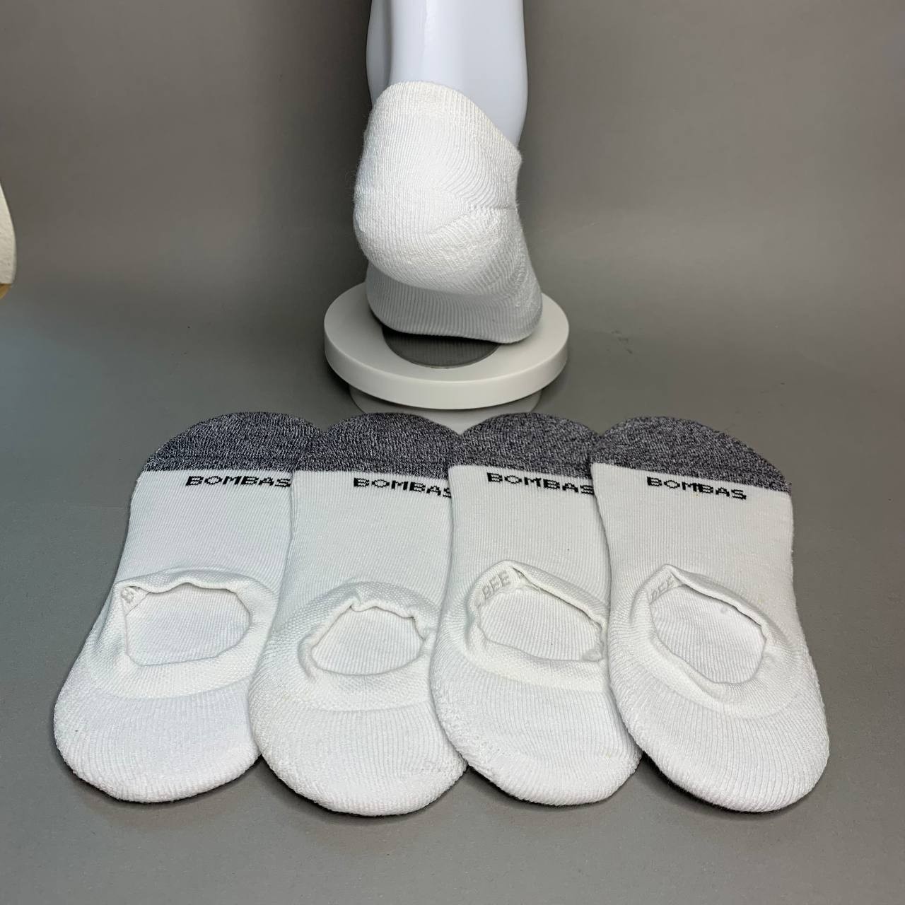 BOMBAS White No Show Socks Cushioned Everyday Unisex Size M, L 4 Pairs New