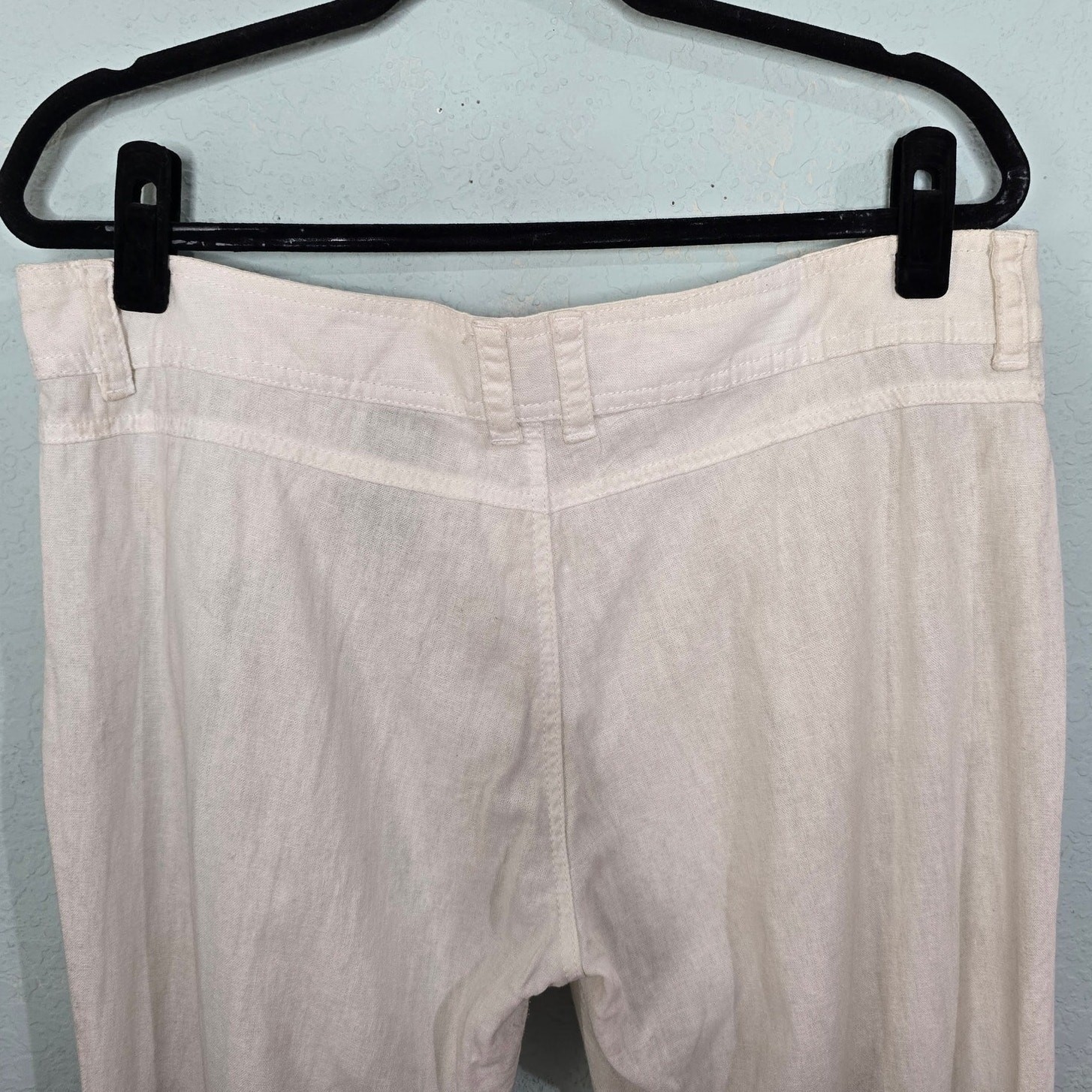 Susie Rose Linen Blend Pants Juniors 13 Cream Straight Leg Casual Summer Coastal