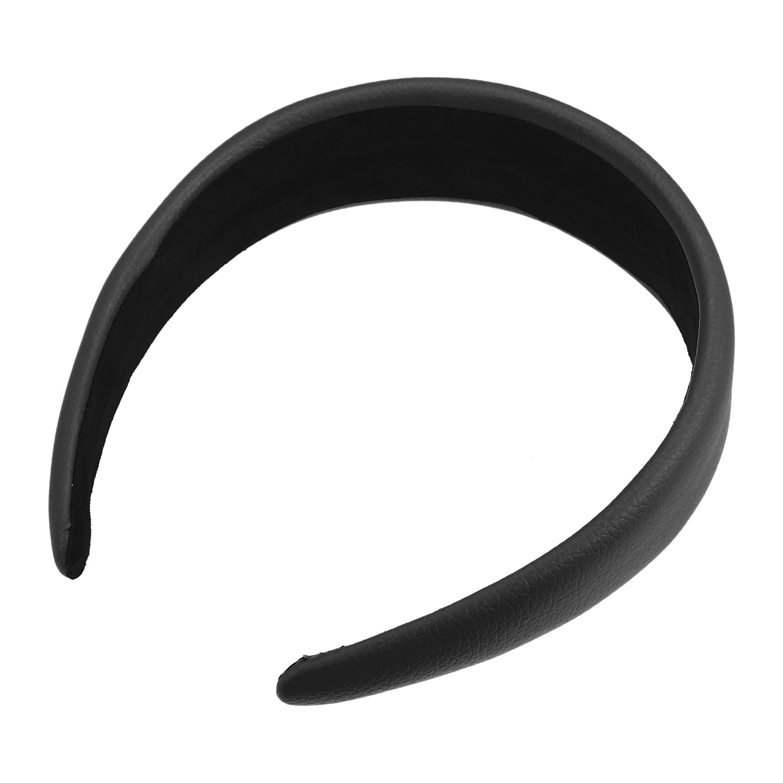 1Pcs Women Headbands Solid Colors Faux Leather Hard Hair Bands 1.6″ Wide Black