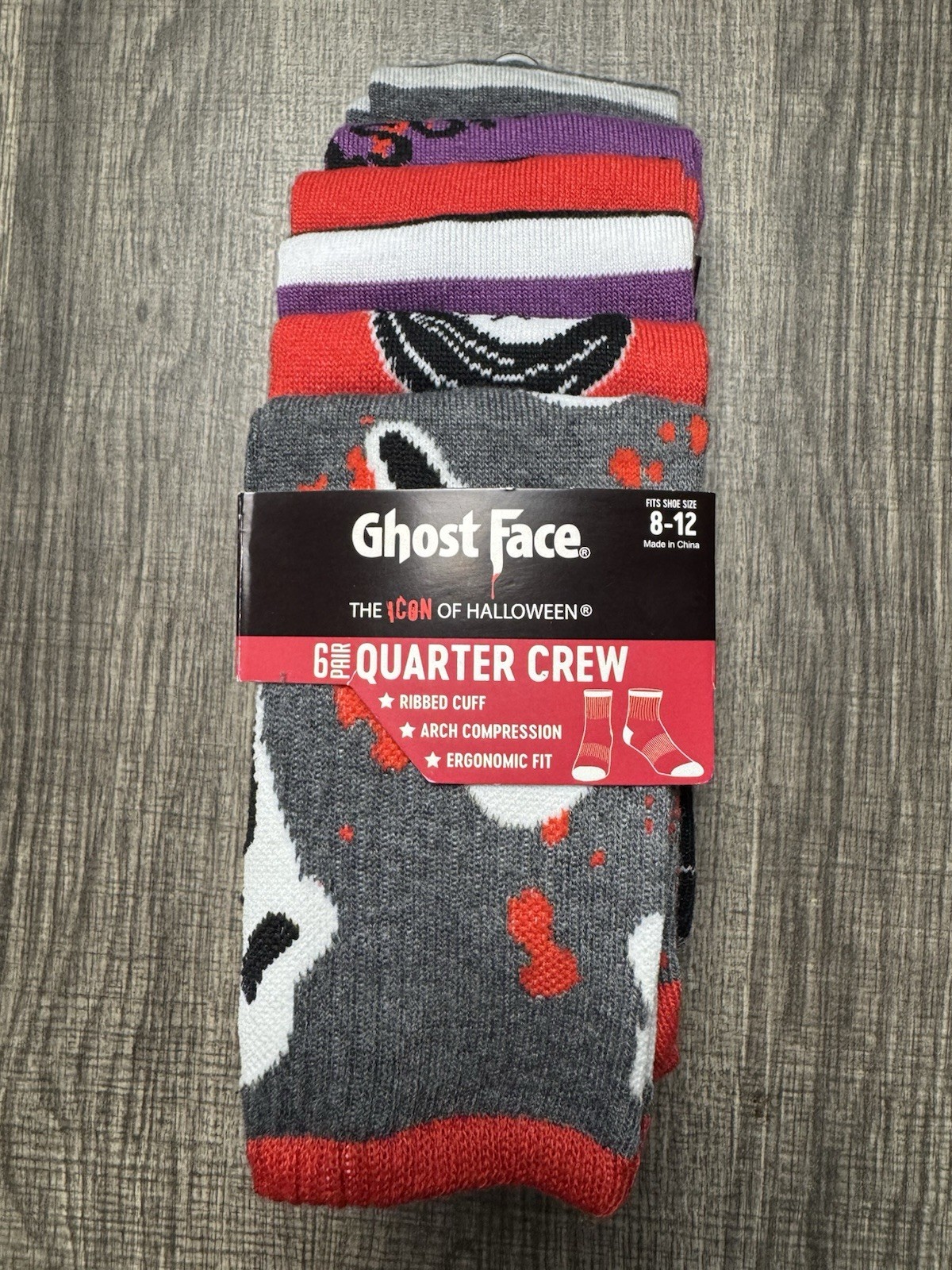 (6 Pack) Ghost Face SCREAM Crew Socks (Mens 8-12)