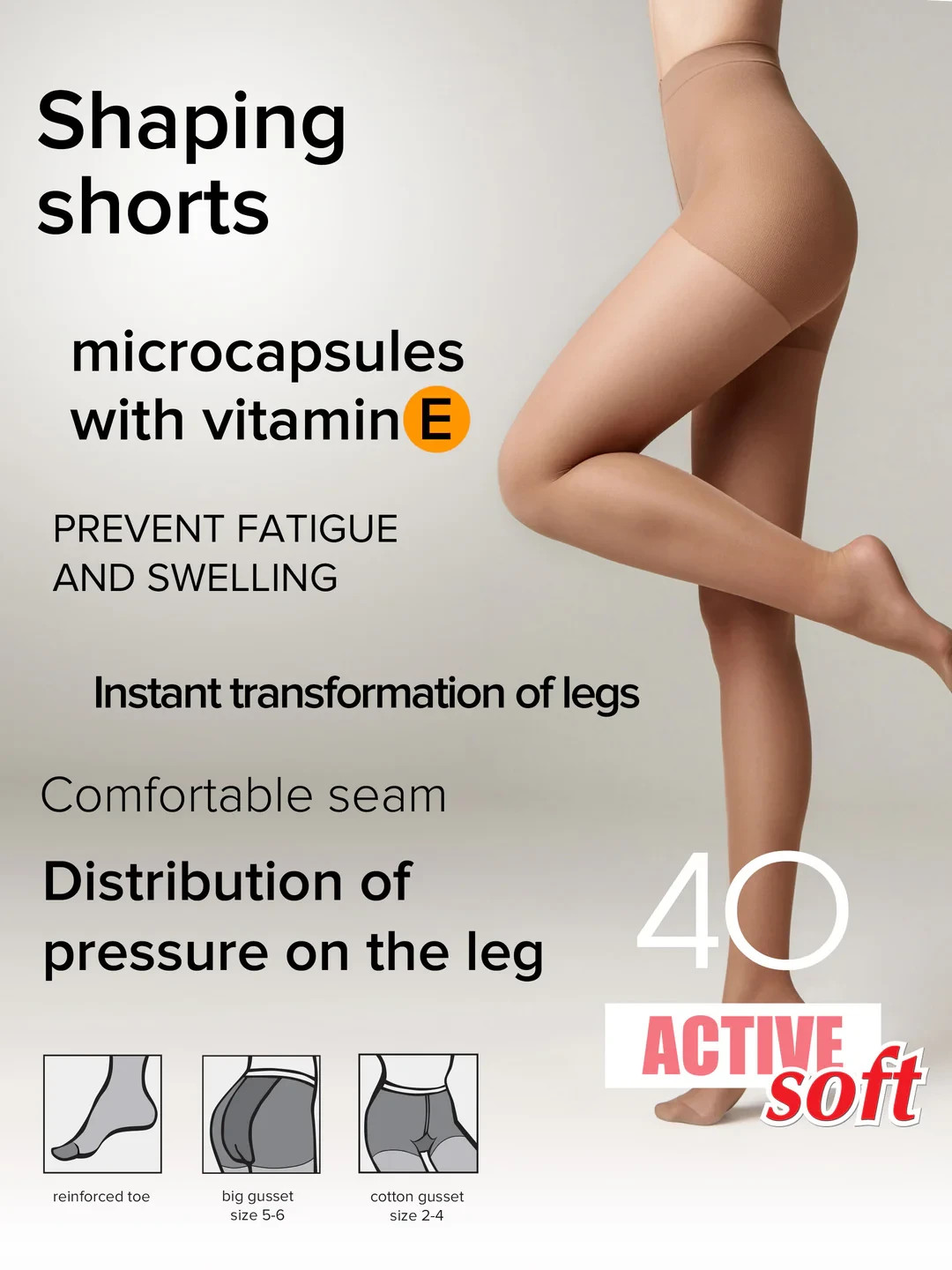 Tights Conte Active Soft 40 Den – Shaping Support with Vitamin E