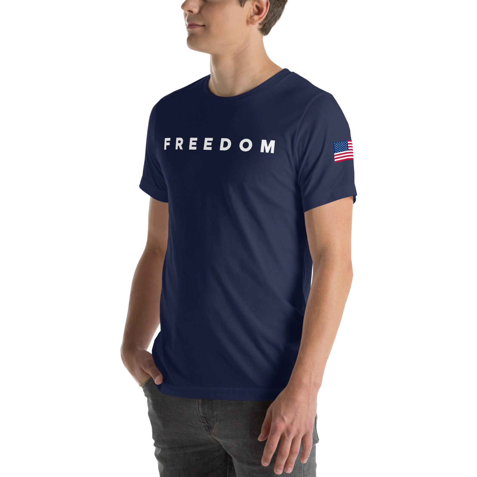 Freedom Shirt for Men Women, Patriotic Gift, Flag on Sleeve, 4th of July Tee