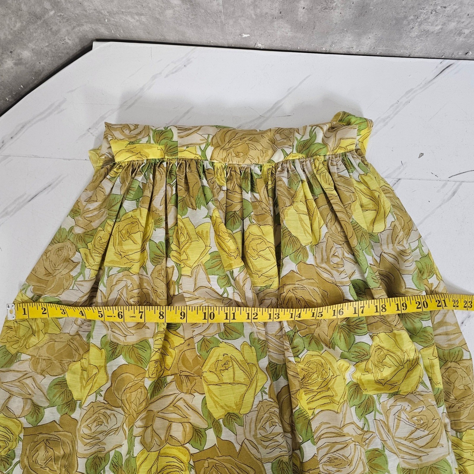 Vintage 50s 60s Melinda California Yellow Rose Floral Sundress Fit Flare Flirty