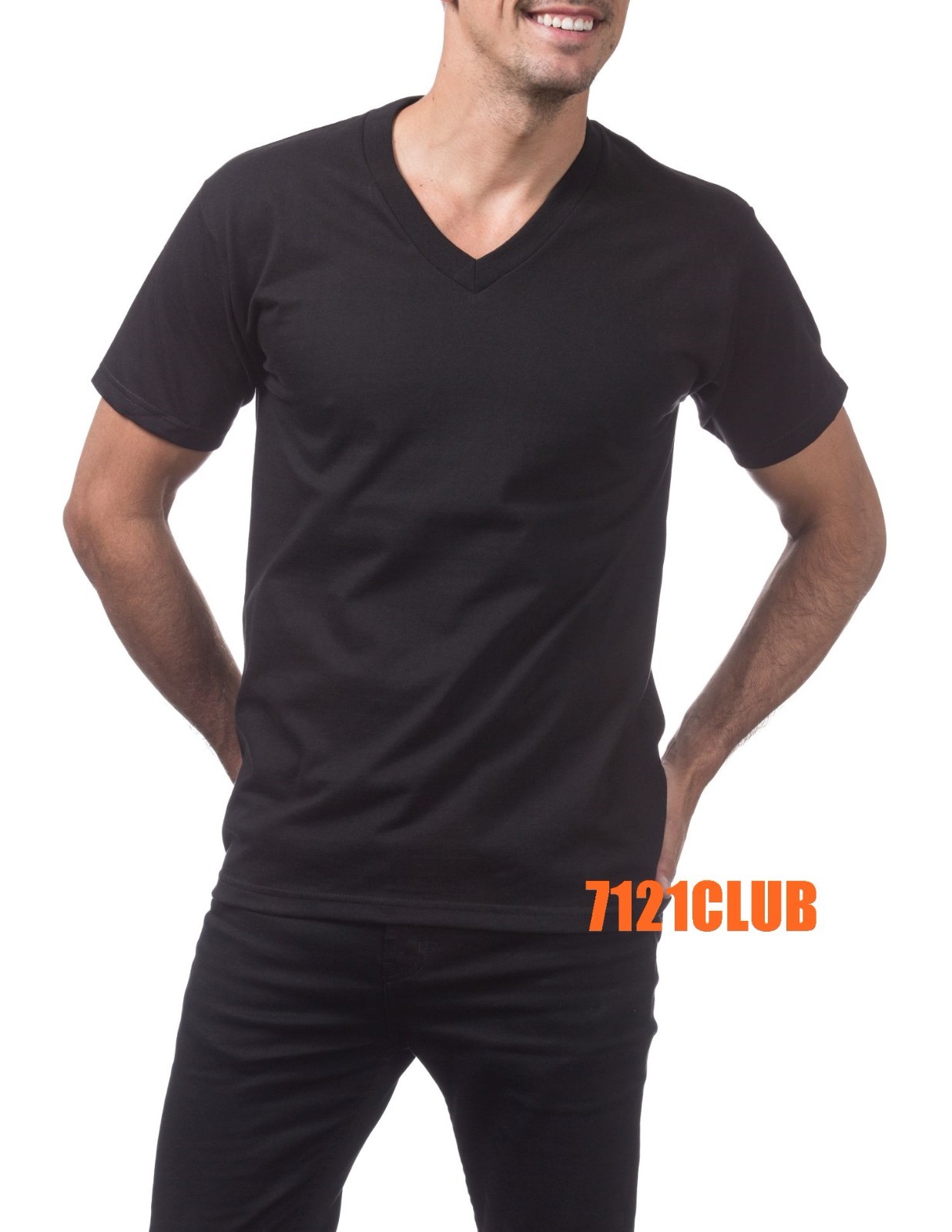 PRO CLUB MENS HEAVYWEIGHT V NECK T SHIRT PROCLUB SHORT SLEEVE BLACK BIG AND TALL