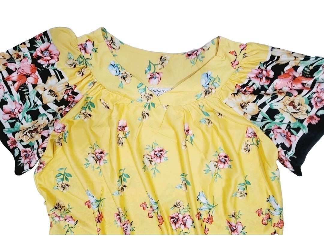Anthony Richards VTG Yellow Floral Mumu House Patio Dress Lounger Women’s Plus