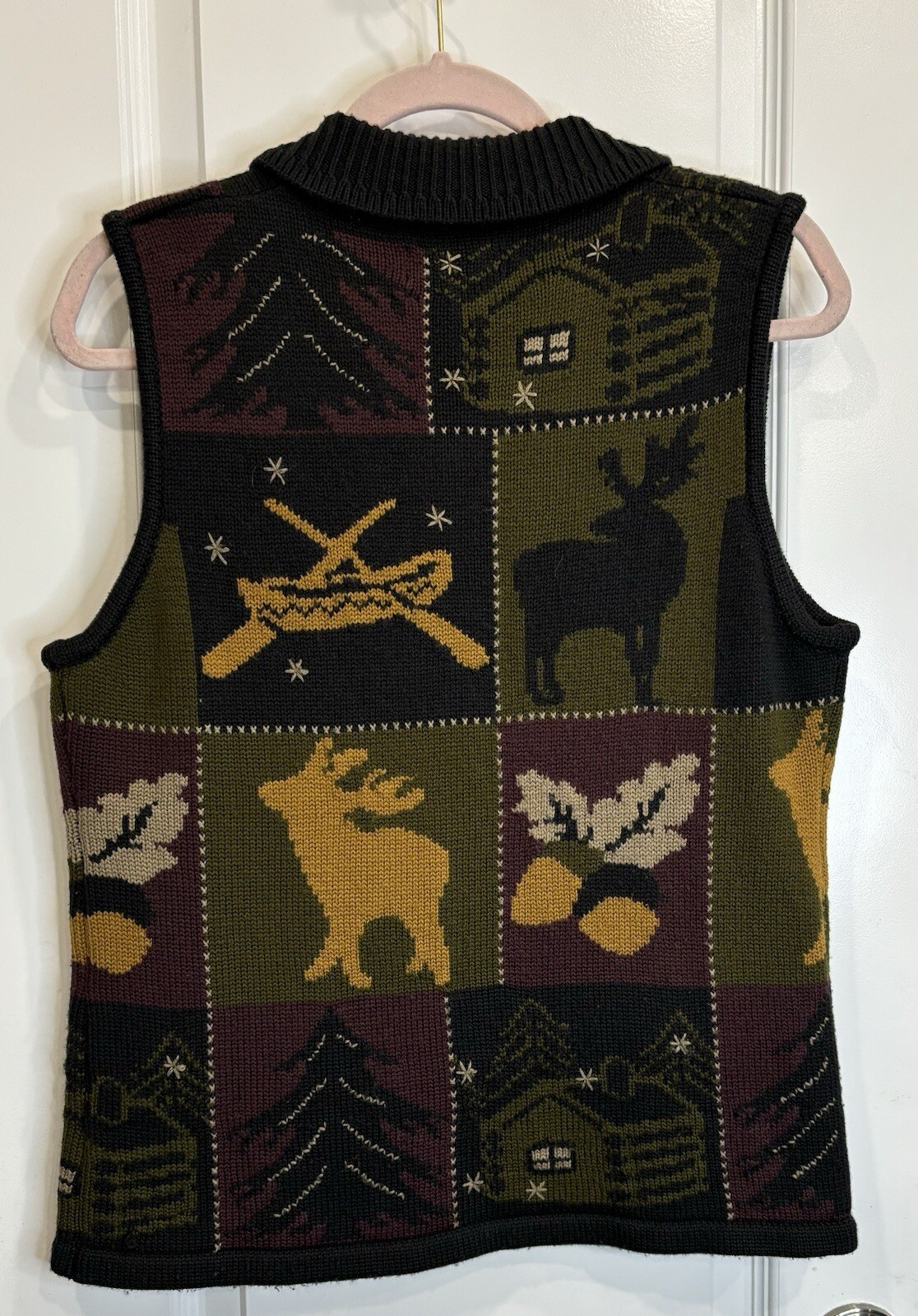 NATURAL REFLECTIONS (VTG) Wool Blend Sweater Vest Med Full Zip Cabincore Nature