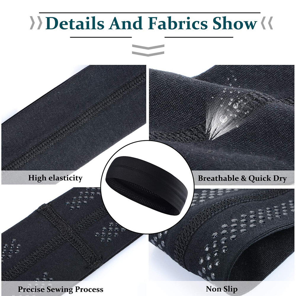 Men Women Moisture Wicking Wide Non-Slip Sport Headband Gym Workout Sweatband US