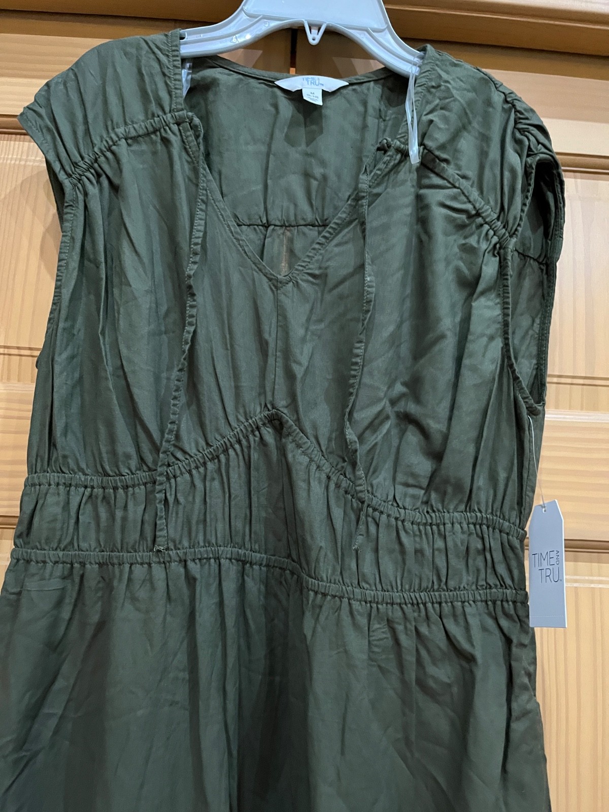 Time and Tru Women Green Midi Fit Flare Sleeveless dress Upick Size Spade New