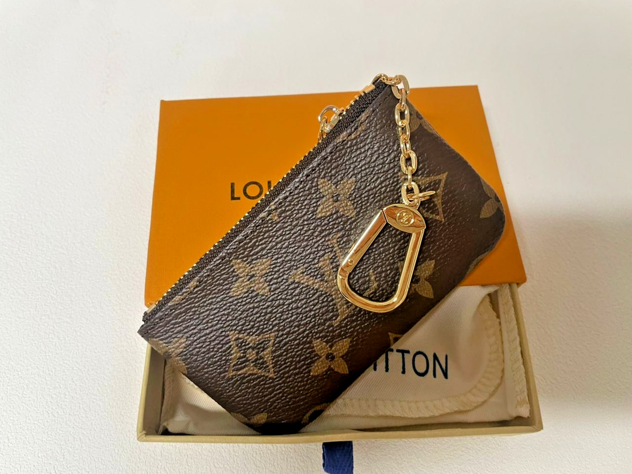 Authentic Louis Vuitton Monogram Key Pouch Pochette Cles Coin Purse
