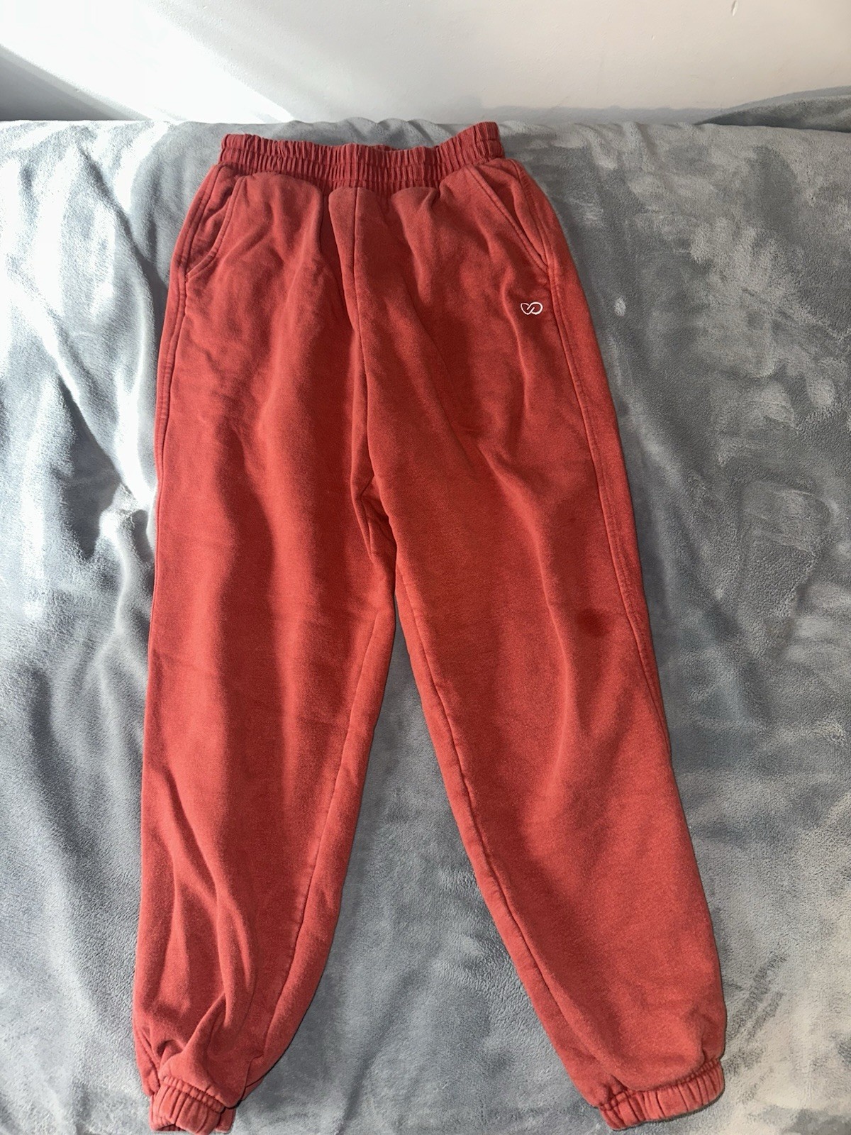 Avia Women’s Fleece Lined Pull-On Sweatpants Joggers Red Solid Size S