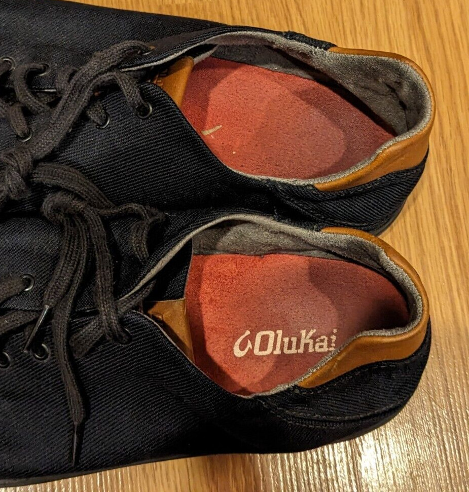 Men’s Olukai Lae’Ahi Li Lace-Up Canvas Sneakers Black 10445-4040 – 11.5