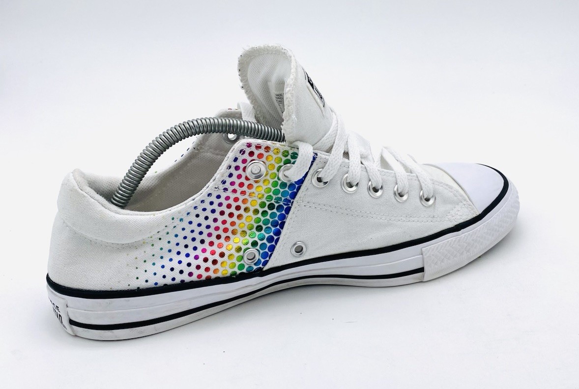 Converse Women’s Rainbow Dot Madison White Canvas Sneakers Shows 567260F Size 11