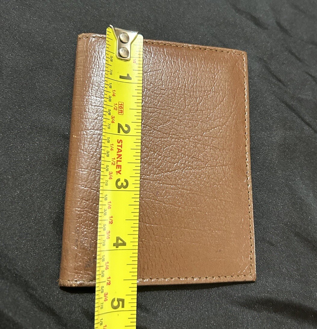 JIF Trifold Slim Fold Wallet Men Leather Brown Multiple Compartments Sleek Thin