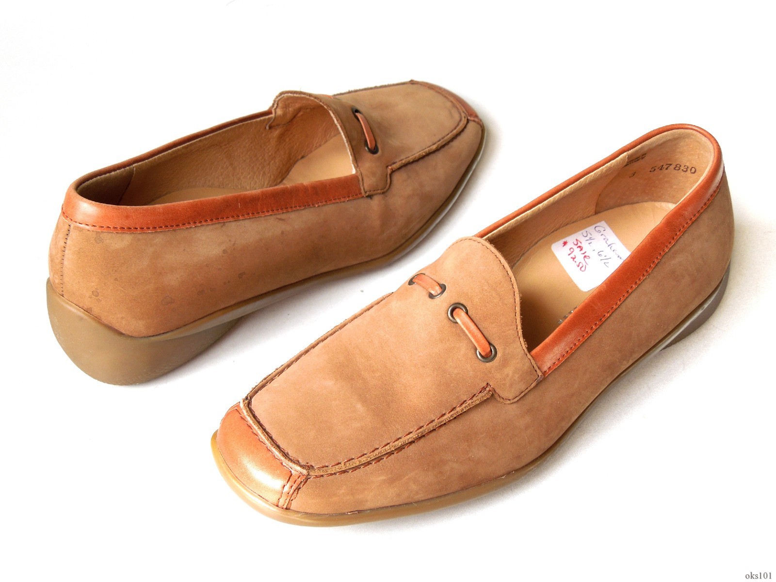 new $175 THERESIA M. Graham tan driving shoes FLATS Made in Germany UK 3 US 5.5