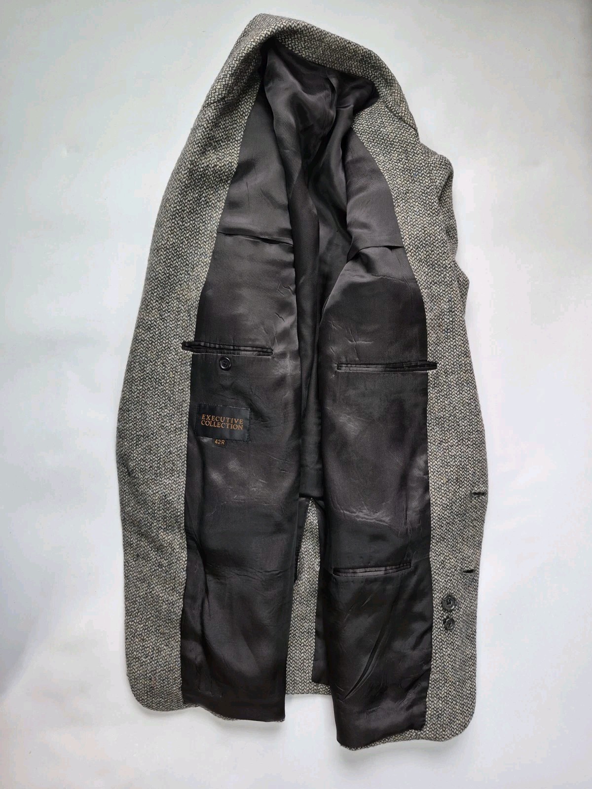🇺🇸 Vtg Executive Collection Mens Sports Coat 43R Gray 2 Button Tweed