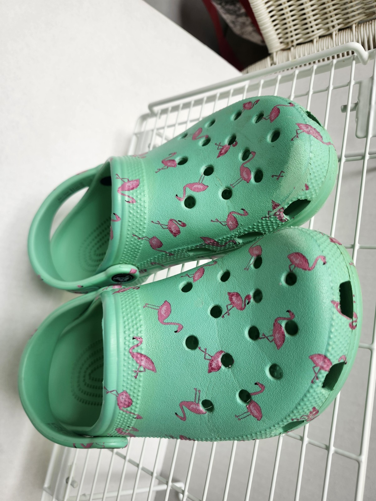 Crocs Classic Clogs Green Blue With Pink Flamingos Size W8 M6