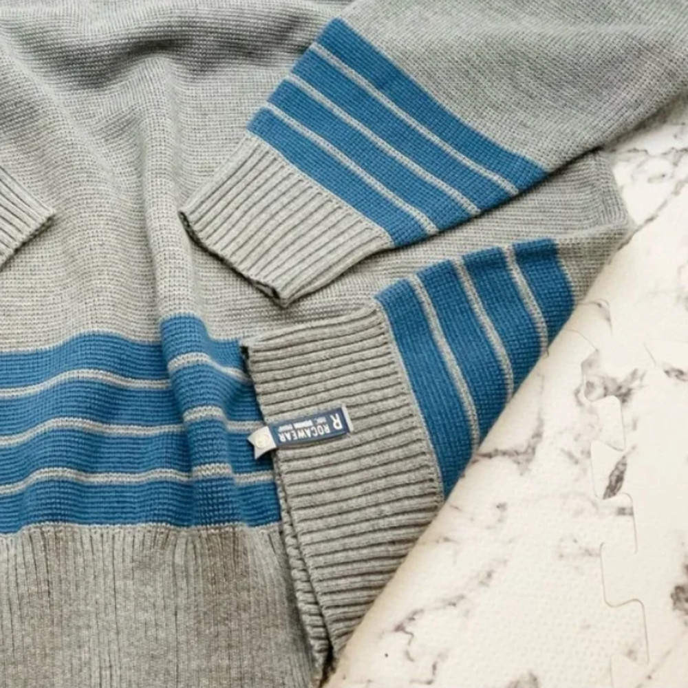 Men’s Rocawear Charcoal Grey | Orange | Blue Crewneck Sweater NWT