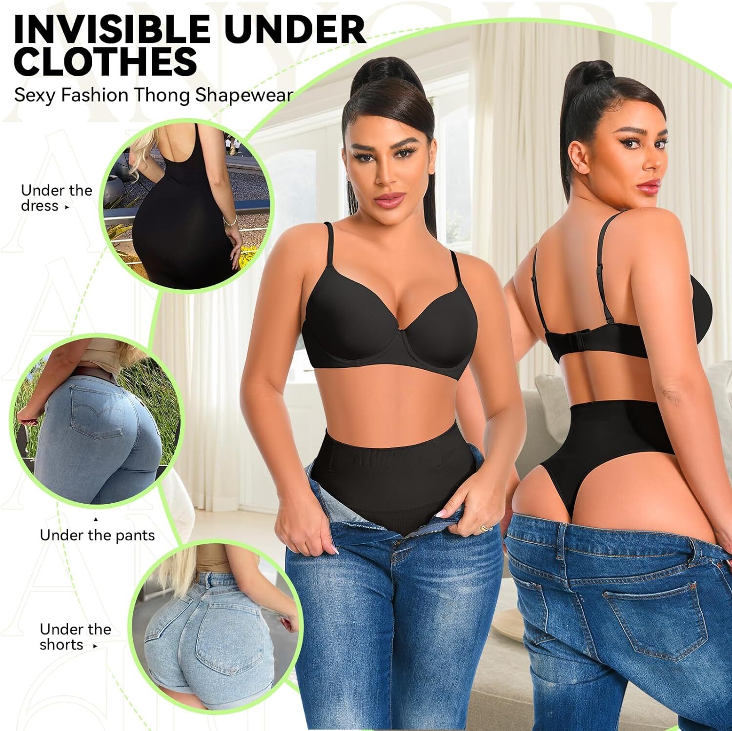 Tanga Con Control De Abdomen Para Mujer Bragas De Faja Sin Costuras Moldeadora