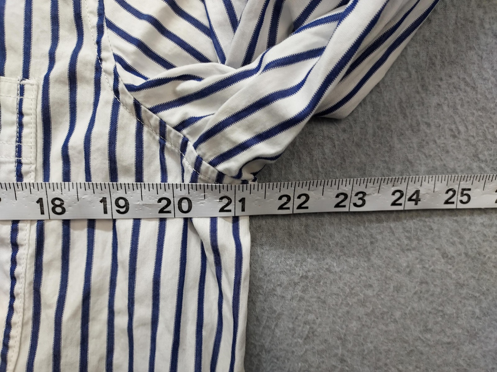 Lauren Ralph Lauren Shirt Womens Large White Blue Striped Button Up Long Sleeve