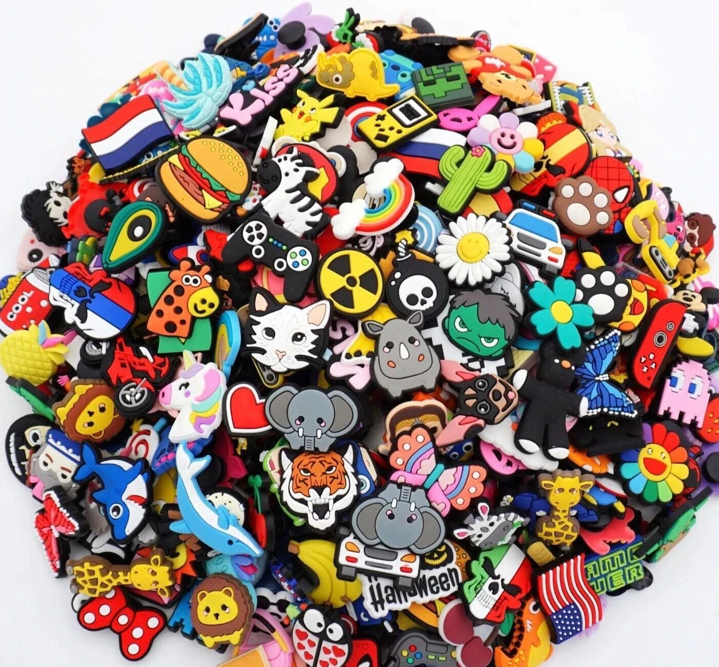 Lot of 60 PCS Random Different Clip Shoe Charms for Shoe Decoration Lovely Cool