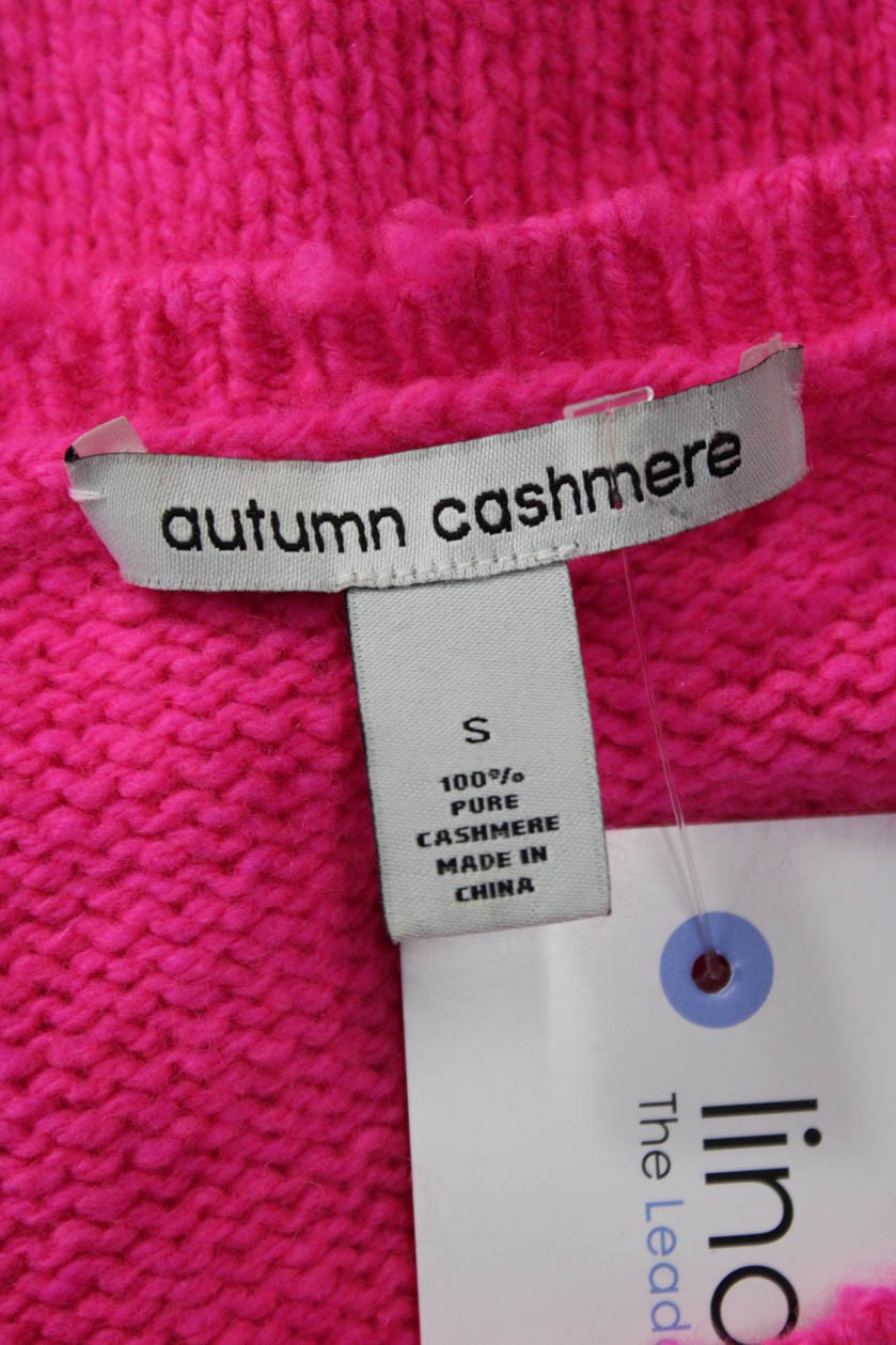 Autumn Cashmere Unisex Pullover Sweater Pink Crew Neck 100% Cashmere Size S